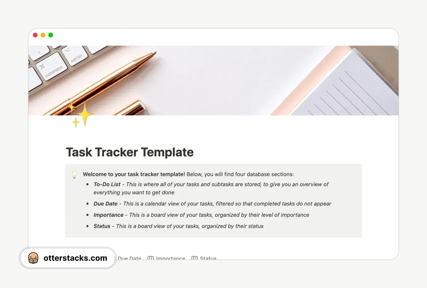 Notion template Task Tracker