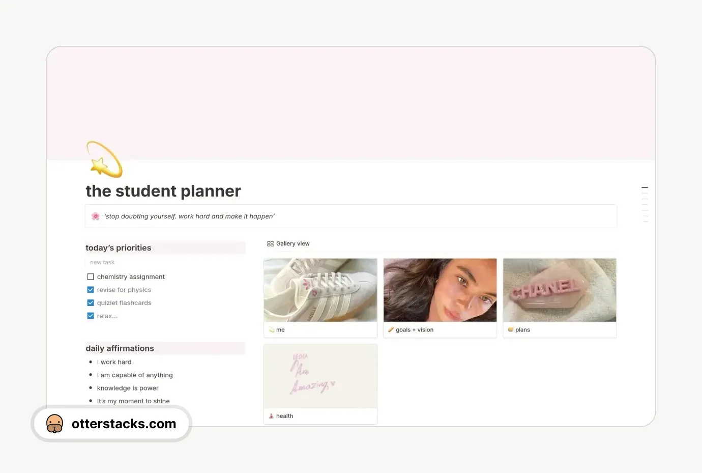 Notion template That Girl Student Planner