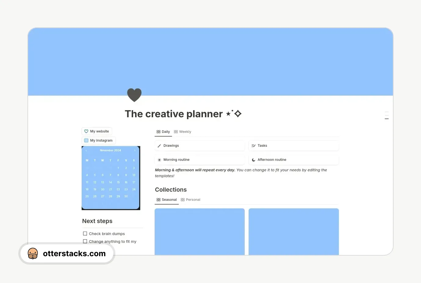 Notion template The creative planner