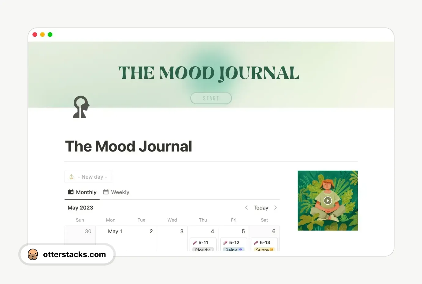 Notion template The Mood Journal