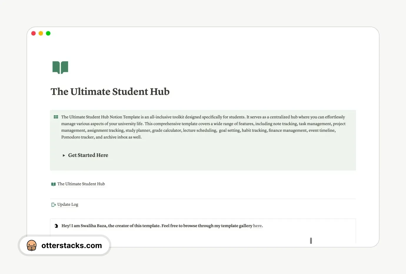 Notion template The Ultimate Student Hub