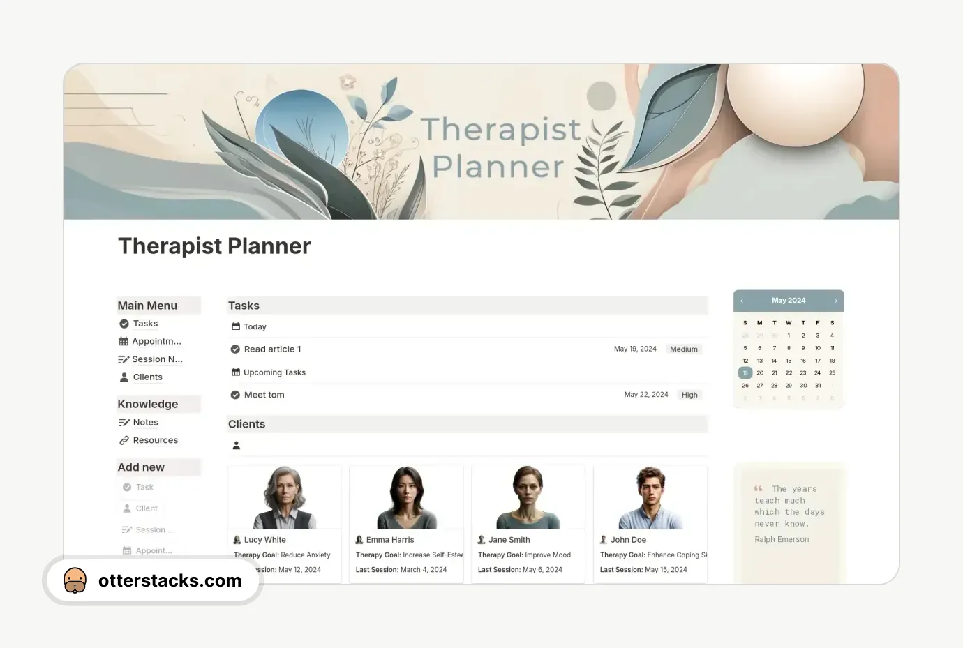 Notion template Therapist Planner