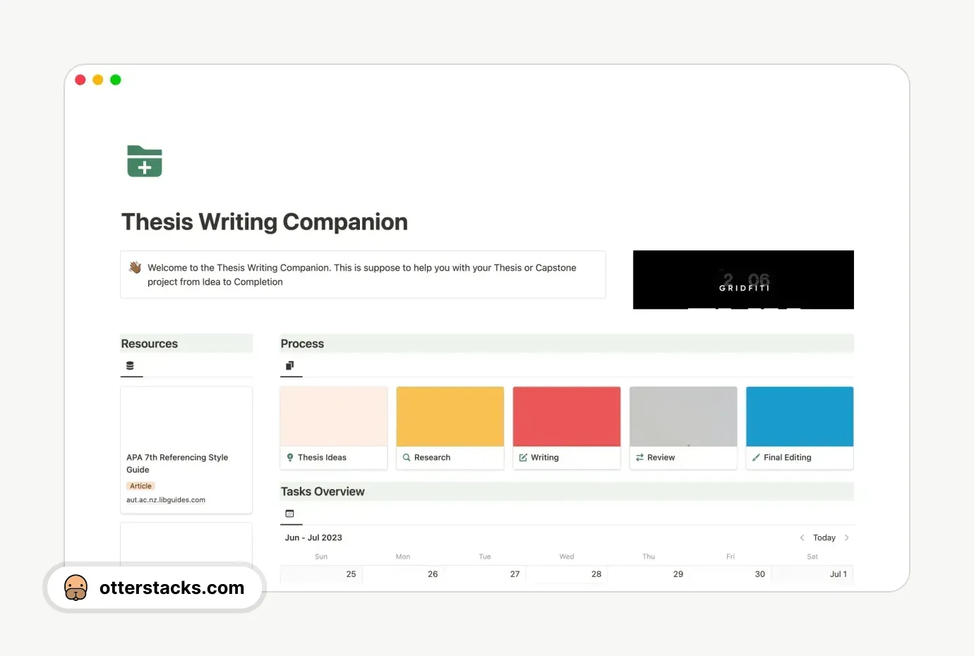 Notion template Thesis Writing Companion