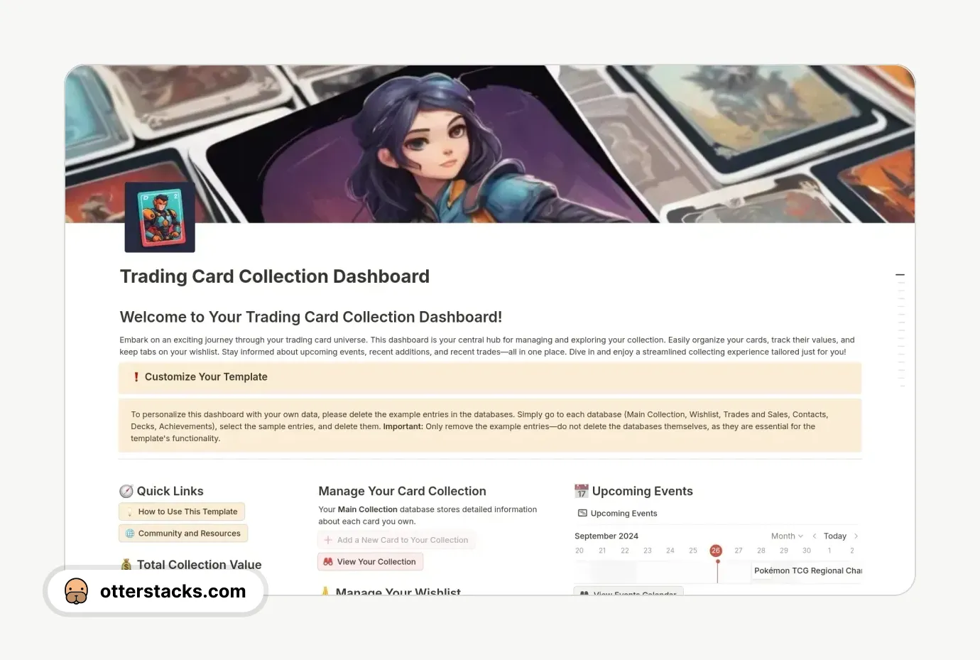 Notion template Trading Card Collection Manager