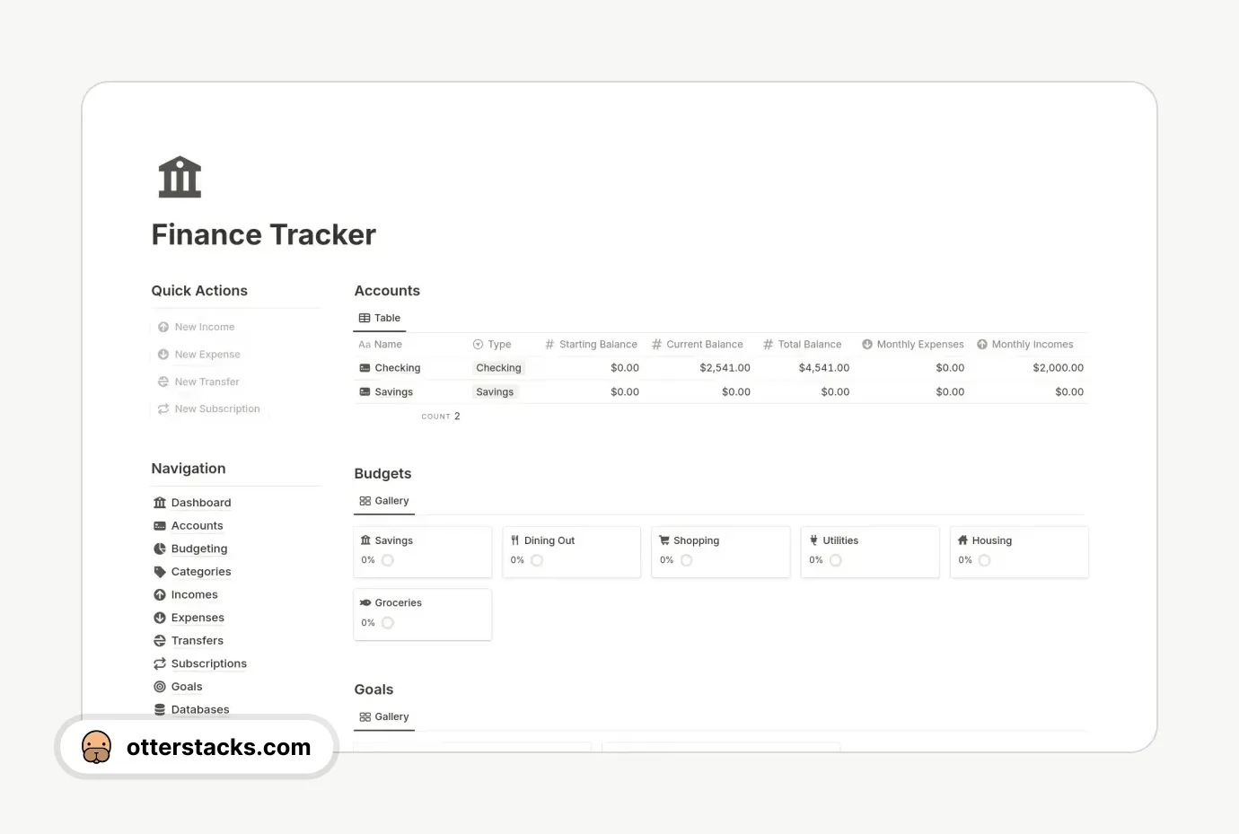 Notion template Ultimate Finance Tracker