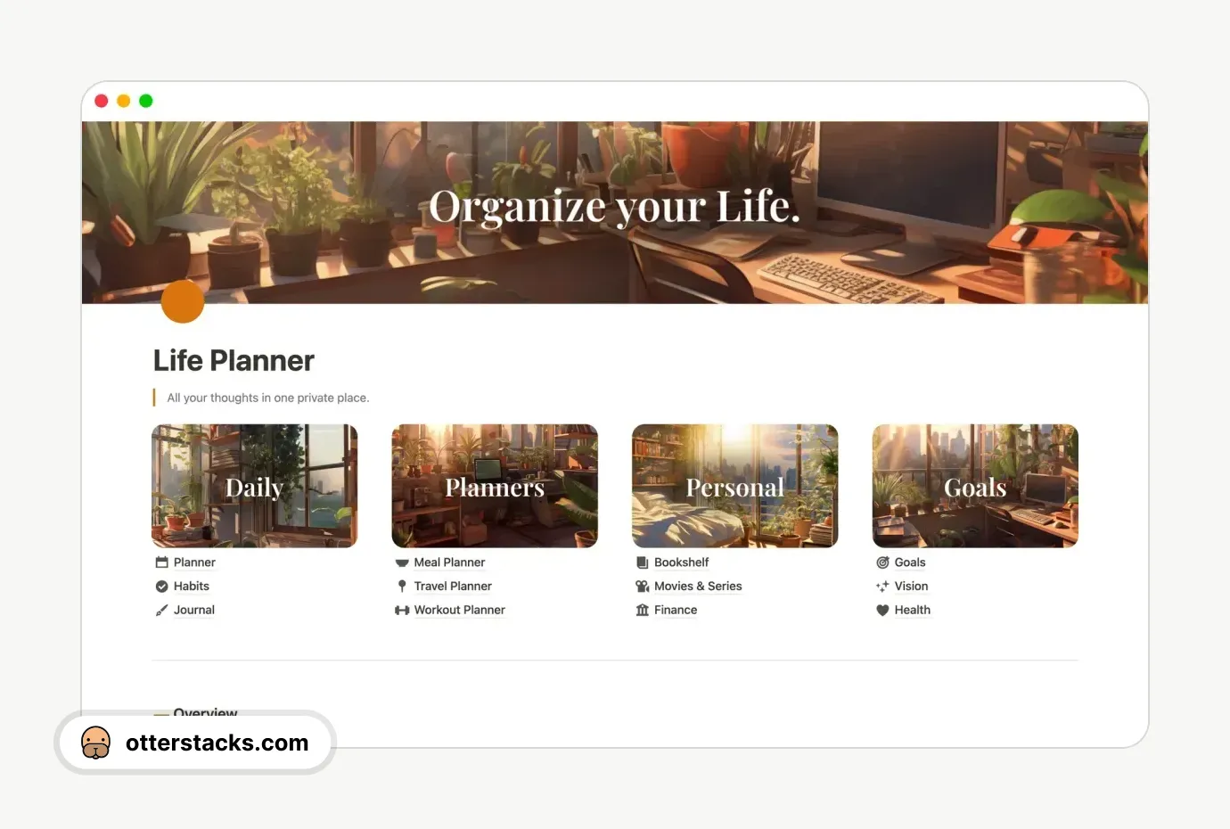 Notion template Ultimate Life Planner Aesthetic