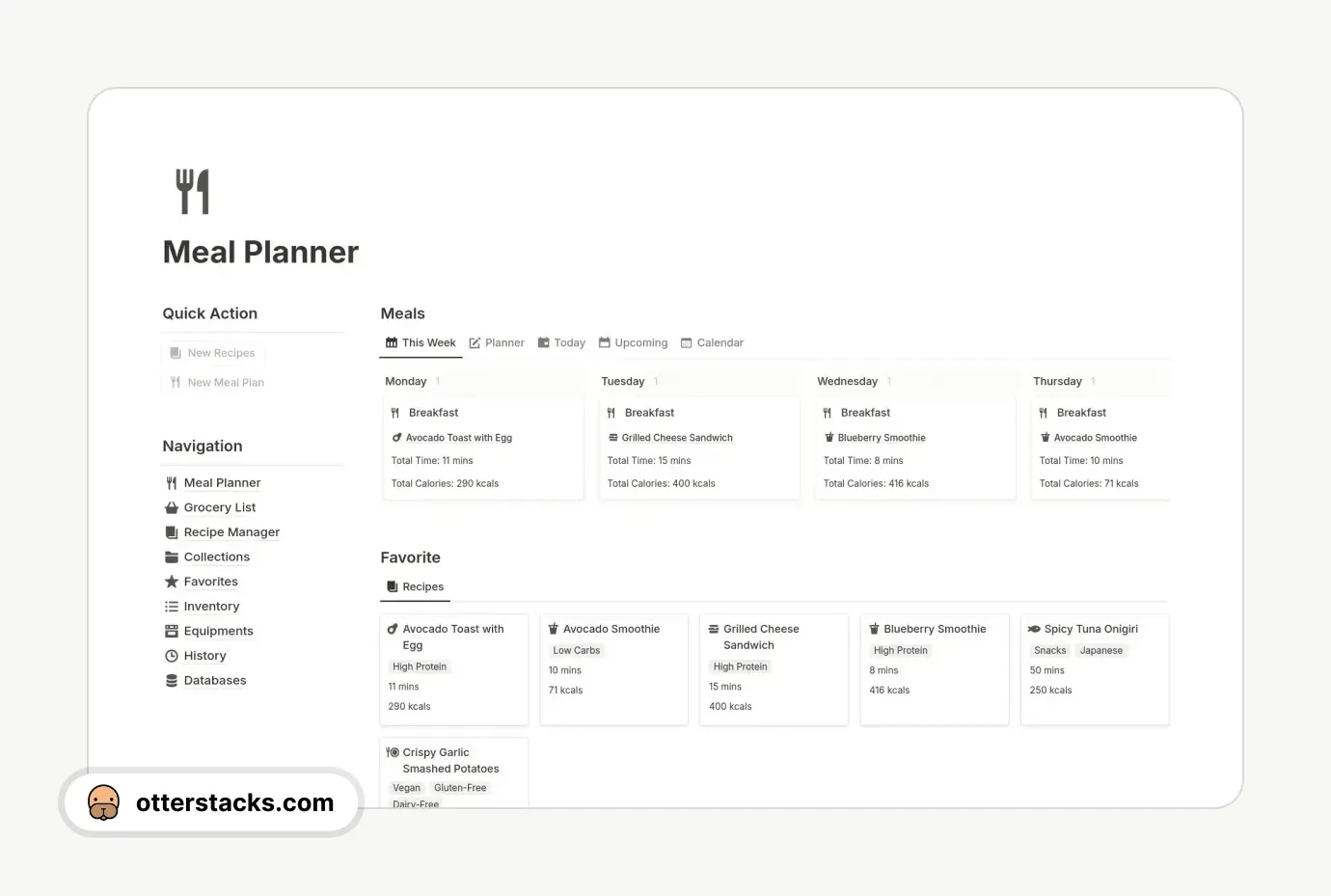 Notion template All-In-One Meal Planner