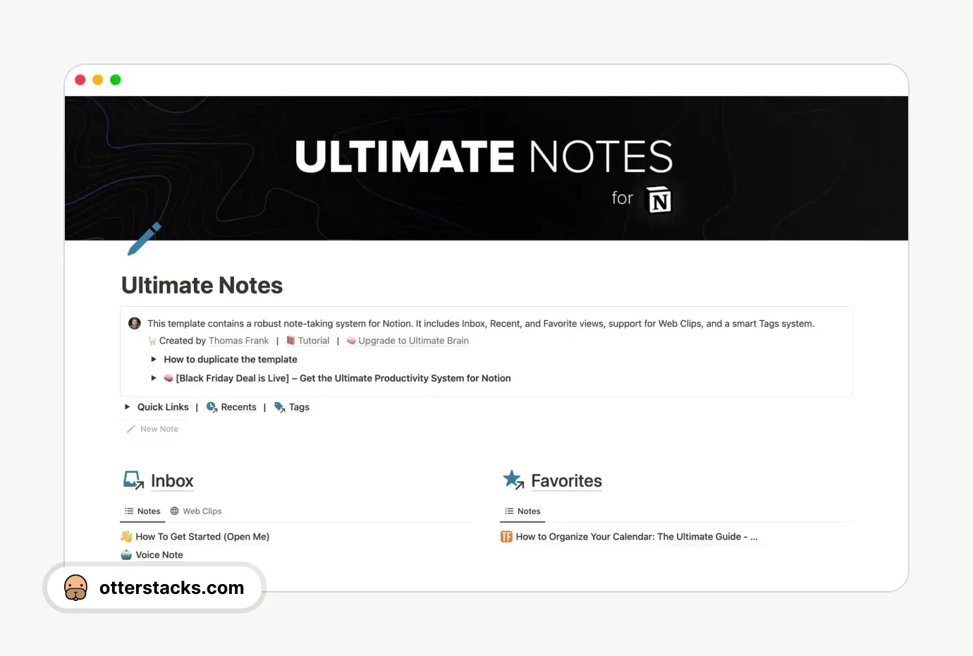 Notion template Ultimate Notes