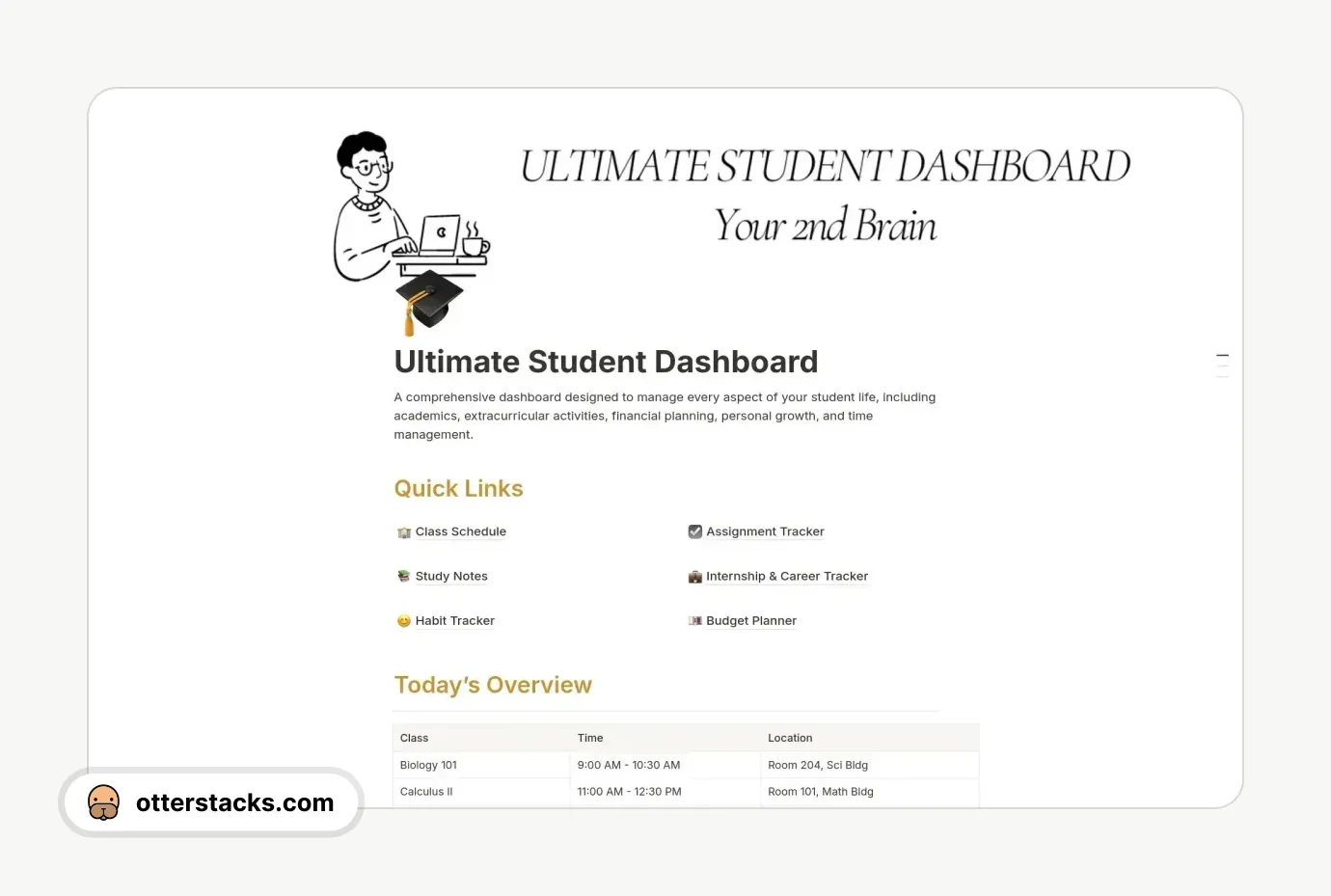 Notion template Ultimate Student Dashboard