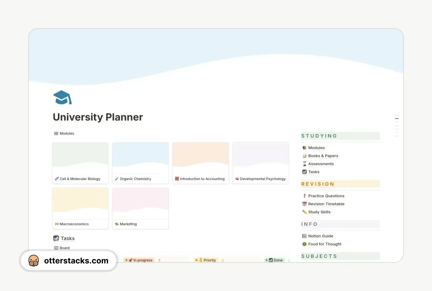 Notion template University Study Planner